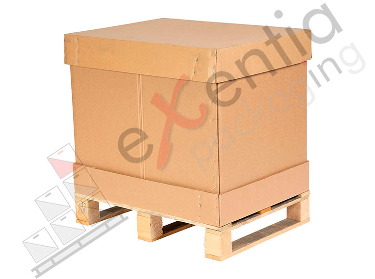 Palet box de cartón con esquineras interiores
